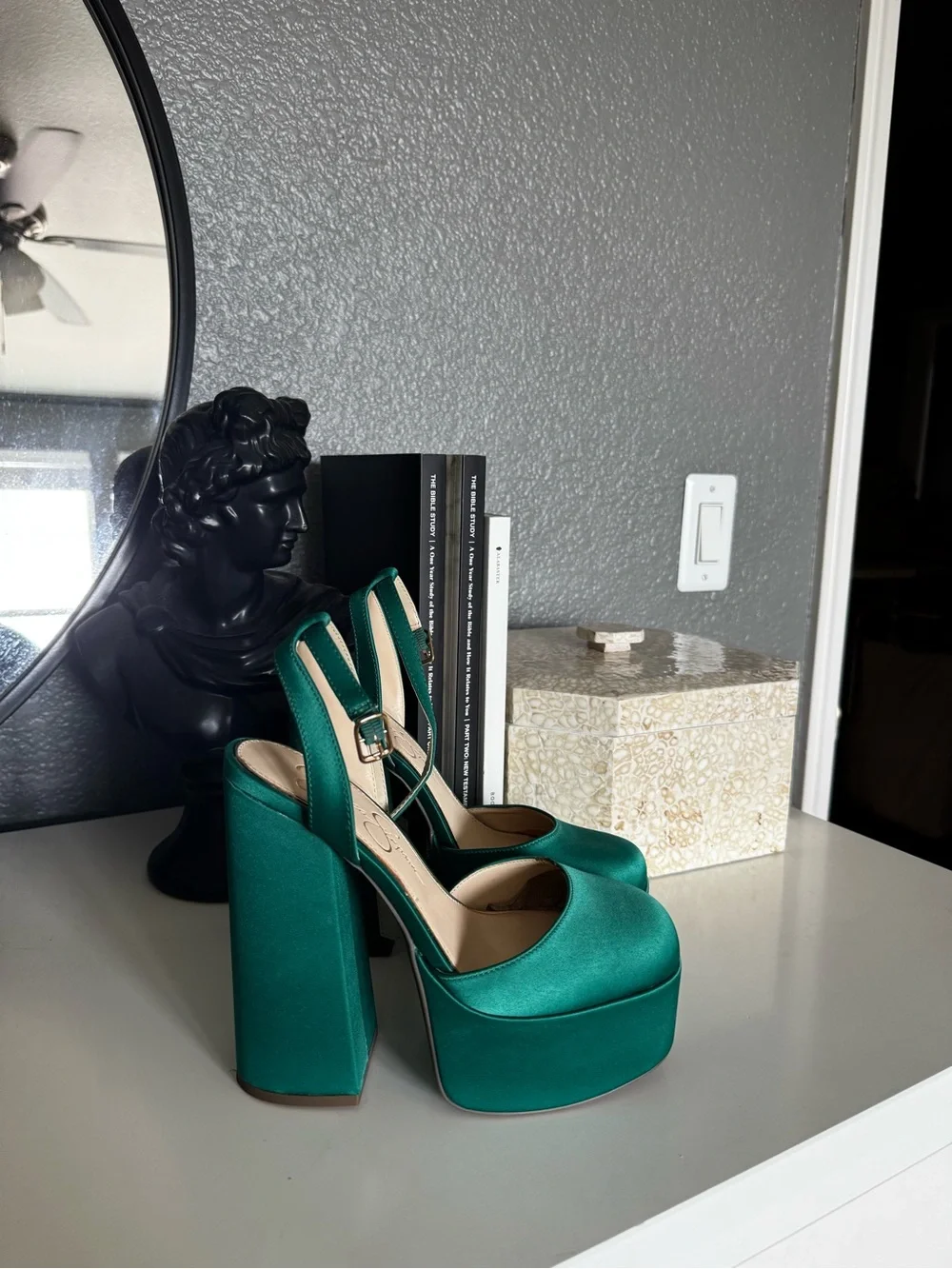 Jessica Simpson Teal Satin Platform Heel